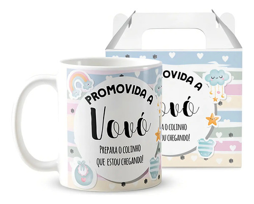 Kit Canecas Personalizada Anúncio de Gravidez Avó e Avô
