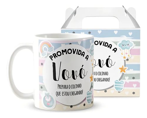Kit Canecas Personalizada Anúncio de Gravidez Avó e Avô