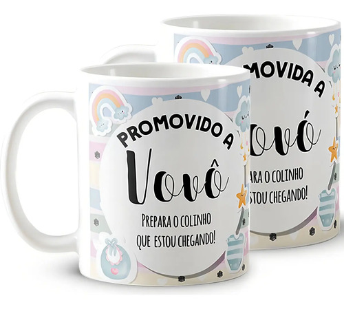 Kit Canecas Personalizada Anúncio de Gravidez Avó e Avô - Anúncio de Gravidez (Avó e Avô)