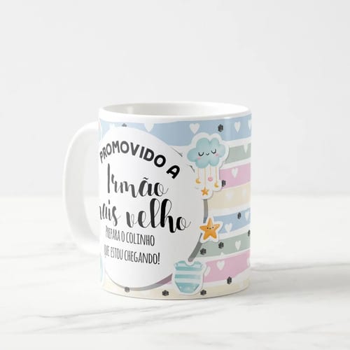 Caneca Presente Gravidez Irmão Mais Velho Familia Cresceu