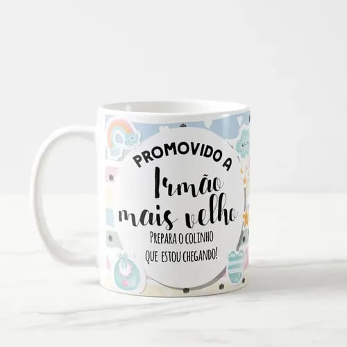 Caneca Presente Gravidez Irmão Mais Velho Familia Cresceu