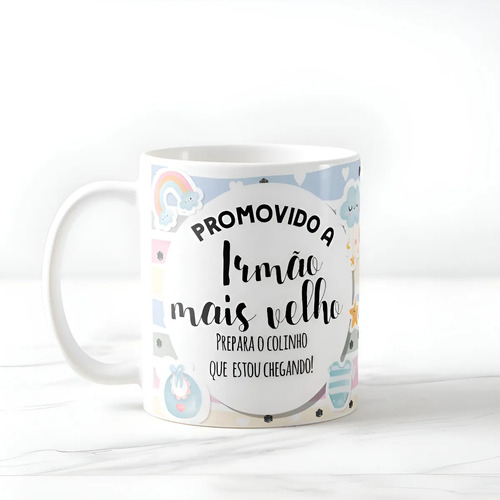 Caneca Presente Gravidez Irmão Mais Velho Familia Cresceu - Anúncio de Gravidez (Irmão(ã))