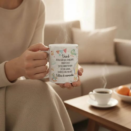 Caneca Presente Revelação de Gravidez Estou à Caminho Vovô