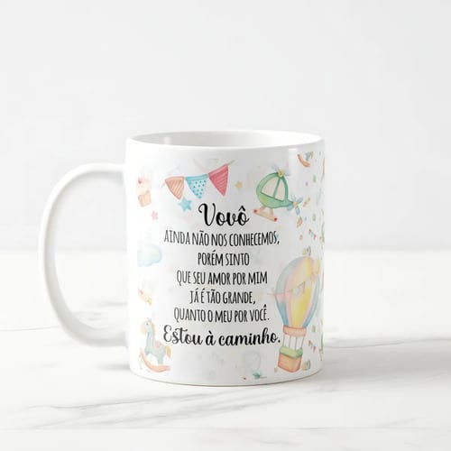 Caneca Presente Revelação de Gravidez Estou à Caminho Vovô