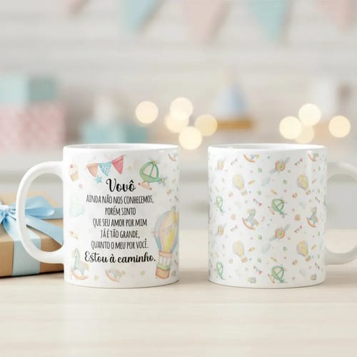 Caneca Presente Revelação de Gravidez Estou à Caminho Vovô