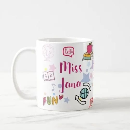 Caneca Personalizada para Miss Teacher Professora de Inglês