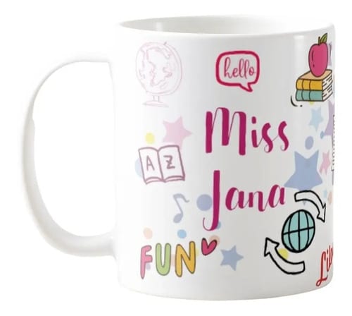 Caneca Personalizada para Miss Teacher Professora de Inglês - Dia dos Professores (Inglês)