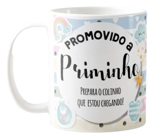 Caneca Presente Gravidez para Primo Priminho Familia Cresceu - Anúncio de Gravidez (Primo)
