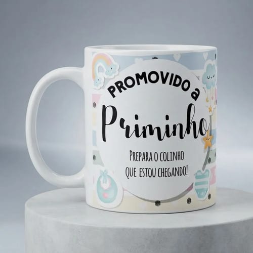 Caneca Presente Gravidez para Primo Priminho Familia Cresceu