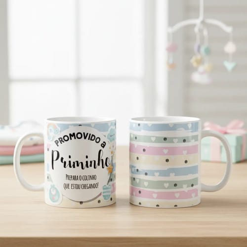 Caneca Presente Gravidez para Primo Priminho Familia Cresceu