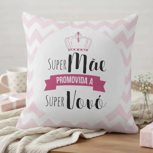 Almofada Decorativa Promovida a Vovó Anúncio Gravidez 40x40 - Anúncio de Gravidez (Avós)