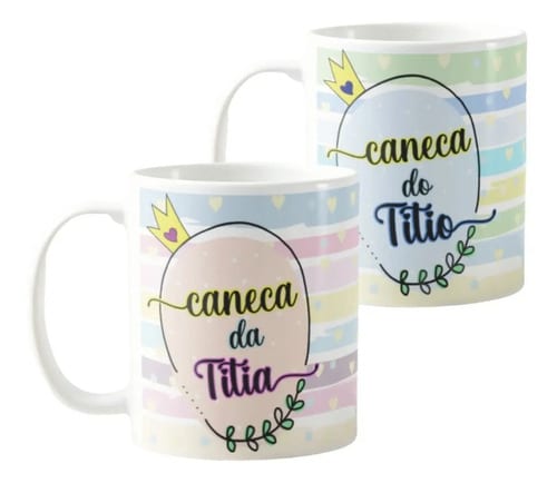Conjunto 2 Canecas Personalizada Presente para Titia e Titio - Família (Tio(a))