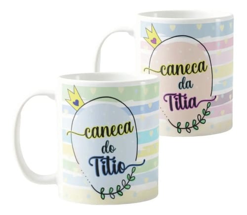 Conjunto 2 Canecas Personalizada Presente para Titia e Titio