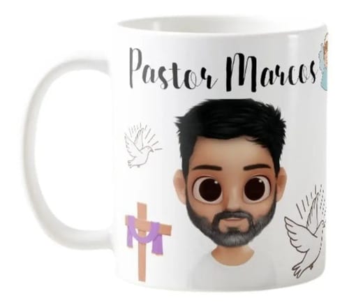 Caneca Personalizada Pastor - Padre com Nome e Avatar - Profissões (Religioso)