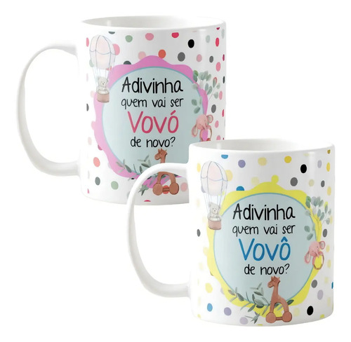 Kit 2 Canecas Presente Anúncio de Gravidez Vovó/vovô de Novo - Anúncio de Gravidez (Avó e Avô)