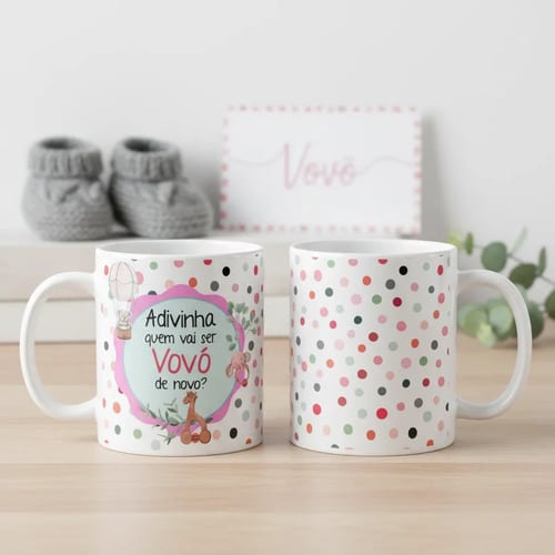 Kit 2 Canecas Presente Anúncio de Gravidez Vovó/vovô de Novo