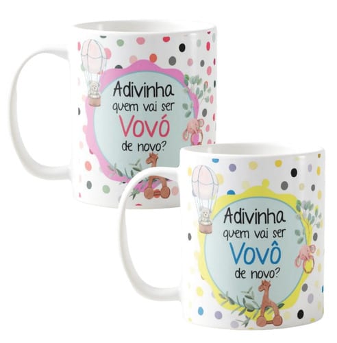 Kit 2 Canecas Presente Anúncio de Gravidez Vovó/vovô de Novo