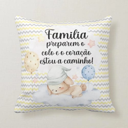 Almofada Personalizada Gravidez Surpresa para Anunciar a Familia