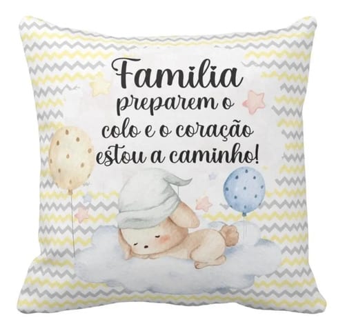 Almofada Personalizada Gravidez Surpresa para Anunciar a Familia