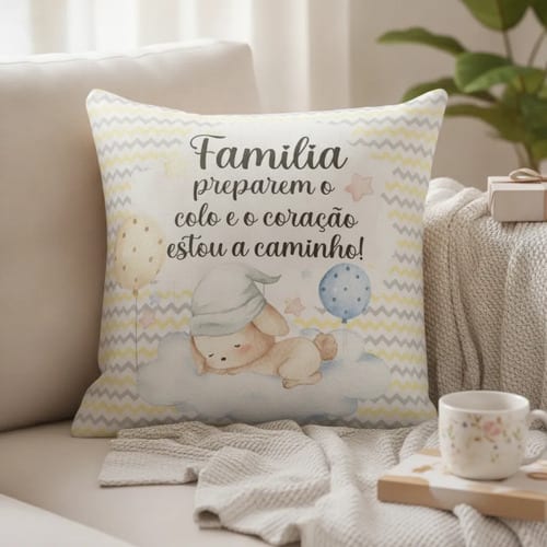 Almofada Personalizada Gravidez Surpresa para Anunciar a Familia