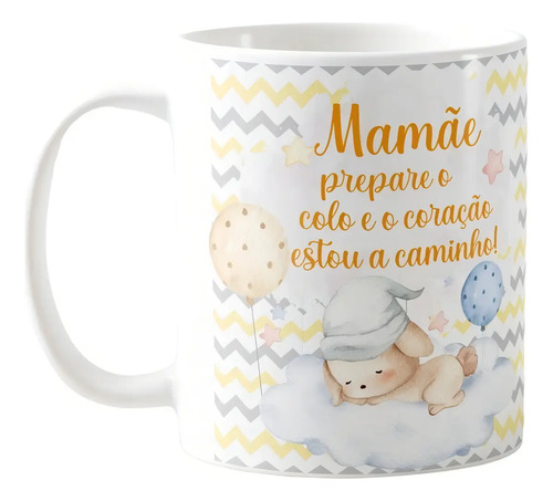 Caneca Surpresa de Gravidez Grávida Mamãe Estou a Caminho - Anúncio de Gravidez (Mãe/Gestante)