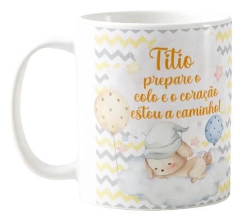 Caneca Surpresa Gravidez Grávida Tio Titio Estou a Caminho