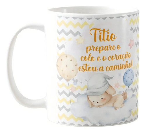Caneca Surpresa Gravidez Grávida Tio Titio Estou a Caminho - Anúncio de Gravidez (Tio)