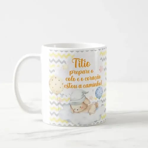 Caneca Surpresa Gravidez Grávida Tio Titio Estou a Caminho
