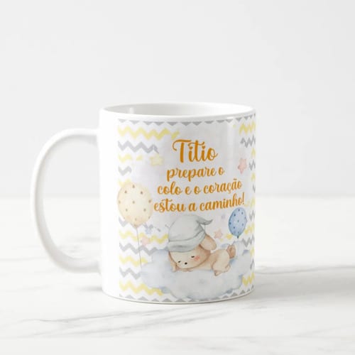 Caneca Surpresa Gravidez Grávida Tio Titio Estou a Caminho