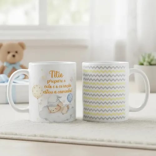 Caneca Surpresa Gravidez Grávida Tio Titio Estou a Caminho