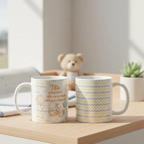 Caneca Surpresa Gravidez Grávida Tio Titio Estou a Caminho - Anúncio de Gravidez (Tio)