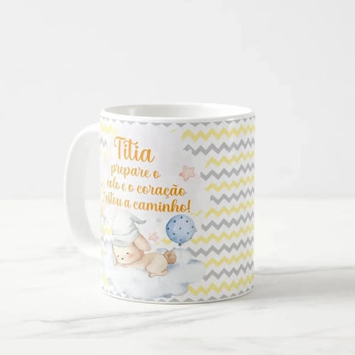 Caneca Surpresa Gravidez Grávida Tia Titia Estou a Caminho