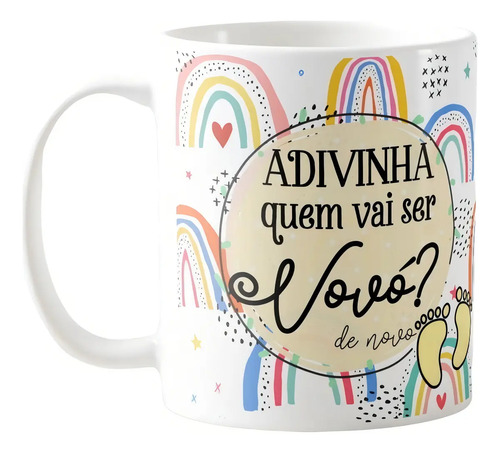 Caneca Presente Surpresa Para Revelar Gravidez - Vovó - Anúncio de Gravidez (Avós)