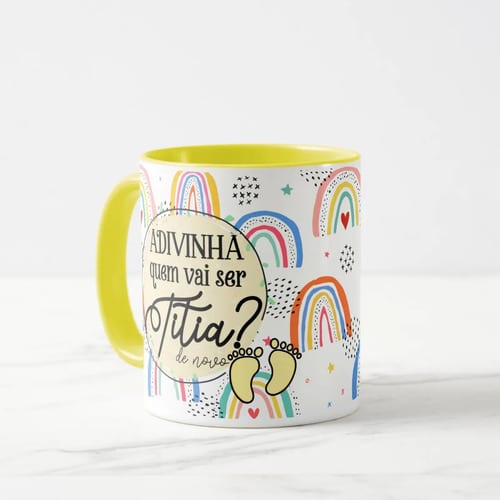 Caneca Presente Surpresa Para Contar Gravidez - Titia