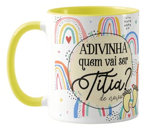Caneca Presente Surpresa Para Contar Gravidez - Titia - Anúncio de Gravidez (Tia)