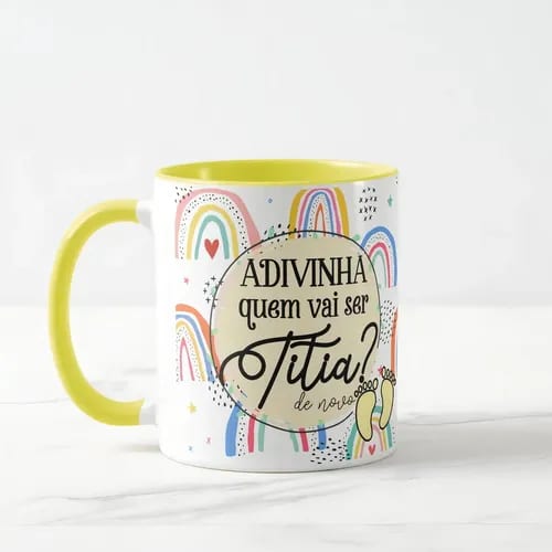Caneca Presente Surpresa Para Contar Gravidez - Titia