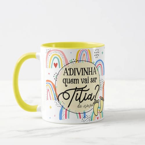 Caneca Presente Surpresa Para Contar Gravidez - Titia