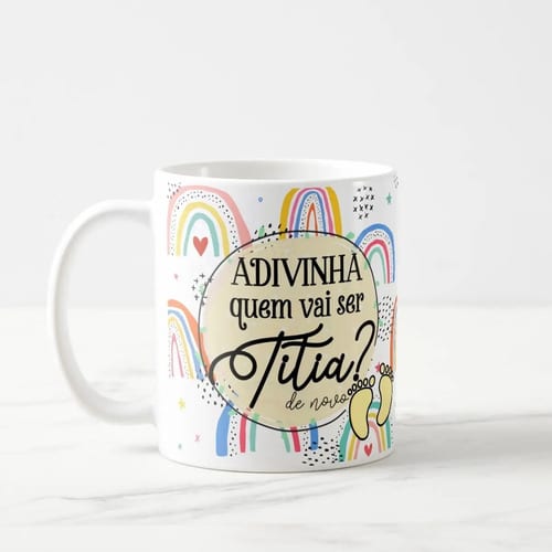 Caneca Presente Criativo Surpresa Para Contar Gravidez - Tia