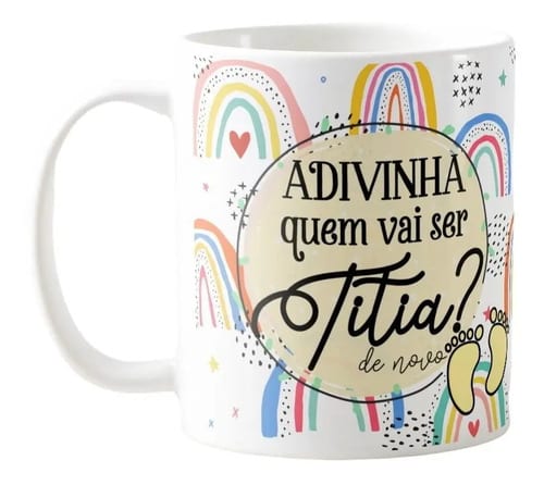 Caneca Presente Criativo Surpresa Para Contar Gravidez - Tia - Anúncio de Gravidez (Tia)