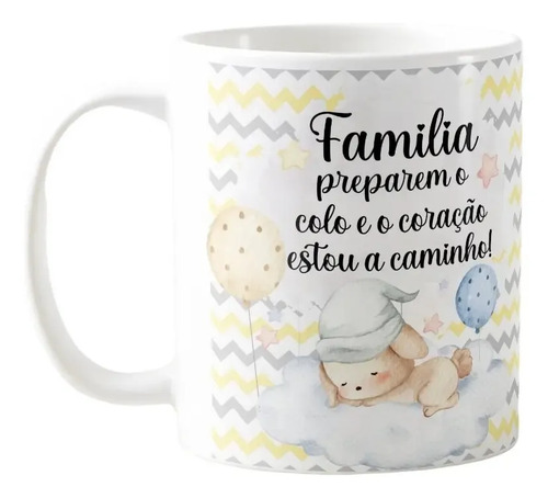 Caneca Surpresa Gravidez Anúncio Família Estou a Caminho - Anúncio de Gravidez (Família/Geral)