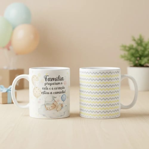 Caneca Surpresa Gravidez Anúncio Família Estou a Caminho - Anúncio de Gravidez (Família/Geral)