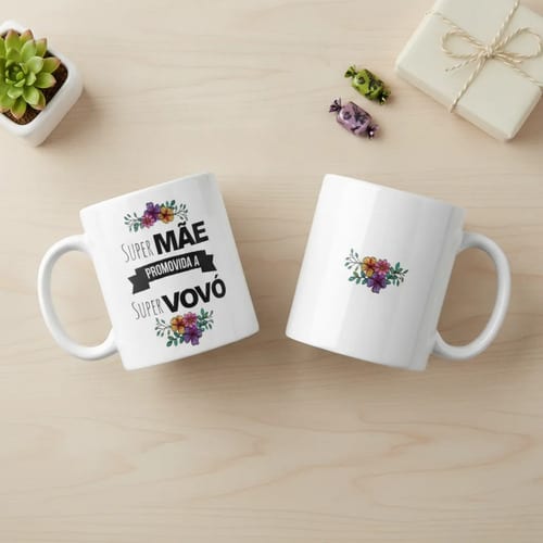 Kit Caneca E Almofada Super Mãe Promovida A Super Vovó