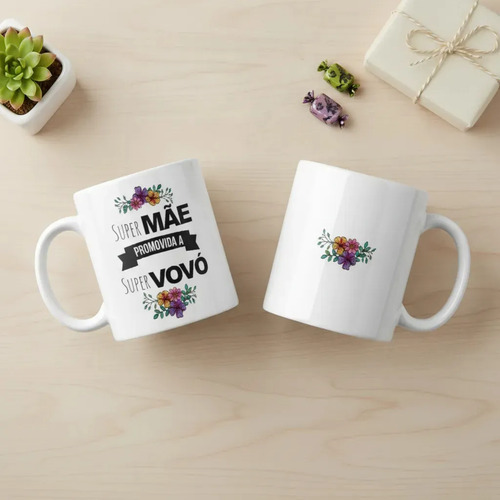 Kit Caneca E Almofada Super Mãe Promovida A Super Vovó