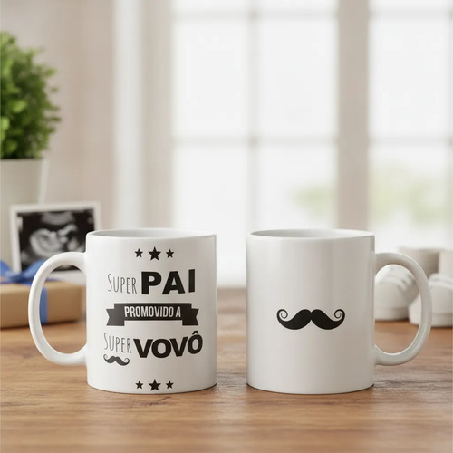 Caneca Revelação Dia Dos Pais Super Pai Promovido A Vovô - Anúncio de Gravidez (Avô)