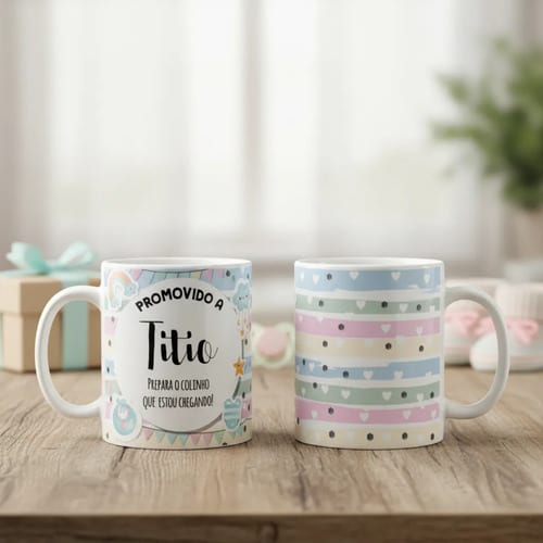 Caneca Presente Criativo Revelação De Gravidez Para Titio - Anúncio de Gravidez (Tio)
