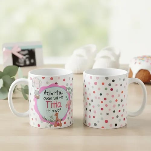 Caneca Presente Anúncio de Gravidez Vai Ser Titia de Novo - Anúncio de Gravidez (Tia)