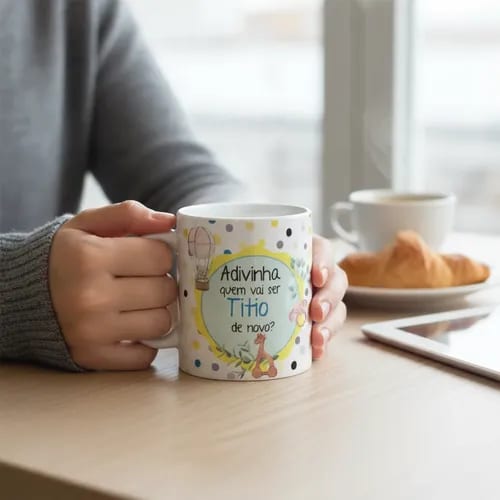 Caneca Presente Gravidez Adivinha Quem Vai Ser Titio de Novo