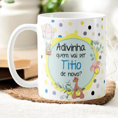 Caneca Presente Gravidez Adivinha Quem Vai Ser Titio de Novo