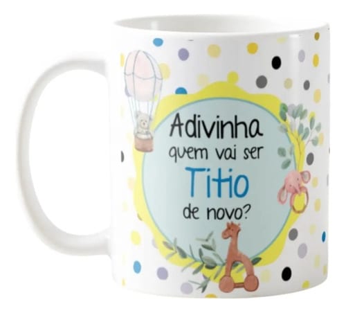 Caneca Presente Gravidez Adivinha Quem Vai Ser Titio de Novo - Anúncio de Gravidez (Tio)