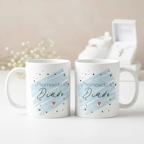 Kit Promovidos a Dindos 2 Canecas Padrinhos Dindo e Dinda
